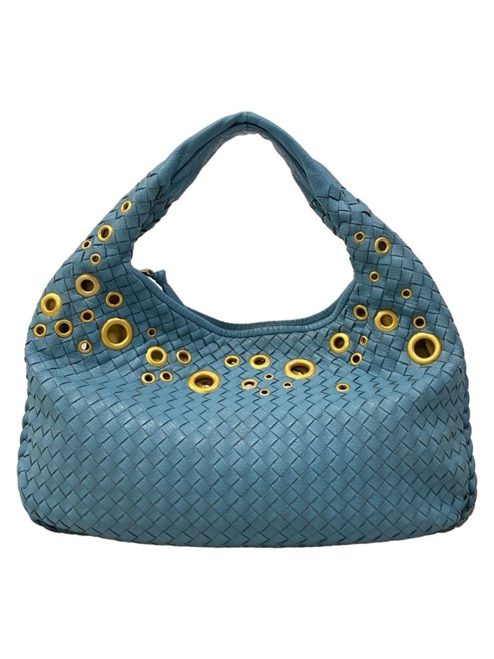 Bottega Veneta Handbag Intrecciato Light Blue Eyelet Leather